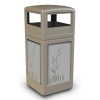 42 Gallon Dome Top Plastic Trash Receptacle With Decorative Cattails Stainless Steel Panels