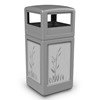 42 Gallon Dome Top Plastic Trash Receptacle With Decorative Cattails Stainless Steel Panels