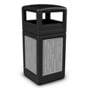 42 Gallon Dome Top Plastic Trash Receptacle With Decorative Horizontal Lines Stainless Steel Panels