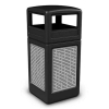 42 Gallon Dome Top Plastic Trash Receptacle With Decorative Horizontal Lines Stainless Steel Panels