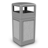 42 Gallon Dome Top Plastic Trash Receptacle With Decorative Horizontal Lines Stainless Steel Panels