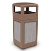 42 Gallon Dome Top Plastic Trash Receptacle With Decorative Horizontal Lines Stainless Steel Panels