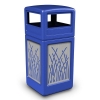 42 Gallon Dome Top Plastic Trash Receptacle With Decorative Reeds Stainless Steel Panels