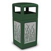 42 Gallon Dome Top Plastic Trash Receptacle With Decorative Reeds Stainless Steel Panels