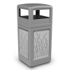 42 Gallon Dome Top Plastic Trash Receptacle With Decorative Reeds Stainless Steel Panels