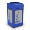 42 Gallon Recycle Top Plastic Trash Receptacle With Decorative Cattails Stainless Steel Panels