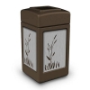 42 Gallon Recycle Top Plastic Trash Receptacle With Decorative Cattails Stainless Steel Panels