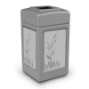 42 Gallon Recycle Top Plastic Trash Receptacle With Decorative Cattails Stainless Steel Panels