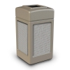 42 Gallon Open Top Plastic Trash Receptacle With Decorative Horizontal Lines Stainless Steel Panels