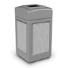 42 Gallon Open Top Plastic Trash Receptacle With Decorative Horizontal Lines Stainless Steel Panels