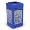 42 Gallon Stone Tec Commercial Square Plastic Trash Receptacle With Reed Panels And Open Lid