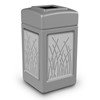 42 Gallon Stone Tec Commercial Square Plastic Trash Receptacle With Reed Panels And Open Lid