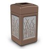 42 Gallon Stone Tec Commercial Square Plastic Trash Receptacle With Reed Panels And Open Lid