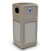 42 Gallon Recycle Top Plastic Trash Receptacle With Decorative Horizontal Lines Stainless Steel Panels
