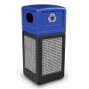 42 Gallon Recycle Top Plastic Trash Receptacle With Decorative Horizontal Lines Stainless Steel Panels