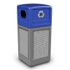 42 Gallon Recycle Top Plastic Trash Receptacle With Decorative Horizontal Lines Stainless Steel Panels