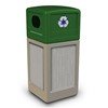 42 Gallon Recycle Top Plastic Trash Receptacle With Decorative Horizontal Lines Stainless Steel Panels