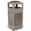 42 Gallon Stone Tec Commercial Square Plastic Trash Receptacle With Ashtray And Dome Lid