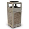 42 Gallon Stone Tec Commercial Square Plastic Trash Receptacle With Ashtray And Dome Lid