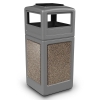 42 Gallon Stone Tec Commercial Square Plastic Trash Receptacle With Ashtray And Dome Lid
