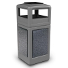 42 Gallon Stone Tec Commercial Square Plastic Trash Receptacle With Ashtray And Dome Lid