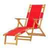 Oak Wood Marine Grade Fabric Beach Chair with Footrest