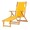 Oak Wood Marine Grade Fabric Beach Chair with Footrest