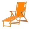 Oak Wood Marine Grade Fabric Beach Chair with Footrest