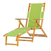 Oak Wood Marine Grade Fabric Beach Chair with Footrest