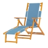 Oak Wood Marine Grade Fabric Beach Chair with Footrest