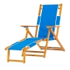 Oak Wood Marine Grade Fabric Beach Chair with Footrest