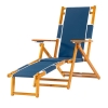 Oak Wood Marine Grade Fabric Beach Chair with Footrest