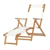 Oak Wood Marine Grade Fabric Beach Chair with Footrest