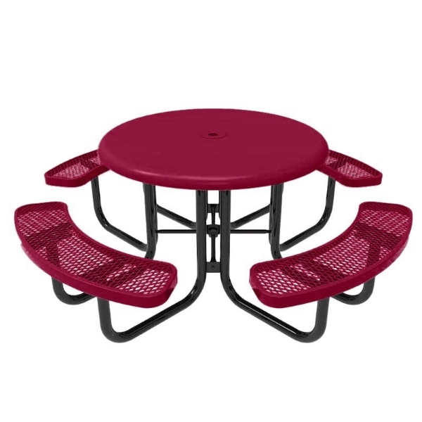 RHINO 46" Round Solid Top Thermoplastic Polyolefin Coated Picnic Table - Quick Ship