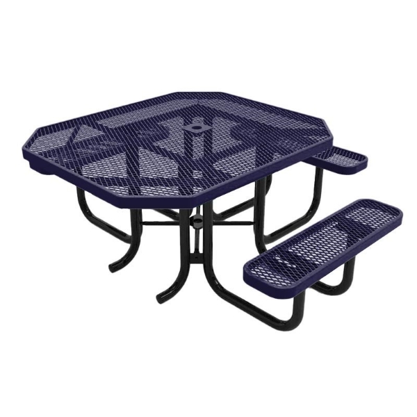 RHINO 46" X 54" ADA Compliant Octagonal Thermoplastic Polyolefin Coated Picnic Table - Quick Ship - Expanded Metal