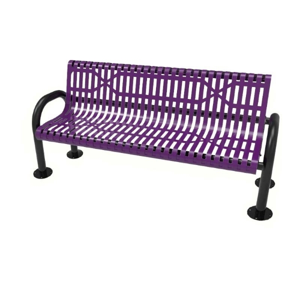 RHINO Slatted Steel MOD Bench with Back