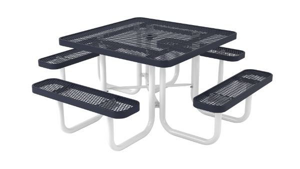 Ultra Leisure Perforated Style 46" Square Polyethylene Coated Steel Picnic Table