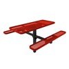 RHINO 6 Ft. Thermoplastic Coated Pedestal Red Picnic Table- Expanded Metal- Inground Mount