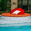 Round Plastic Resin Sunbed with Cushion - In-Pool Use