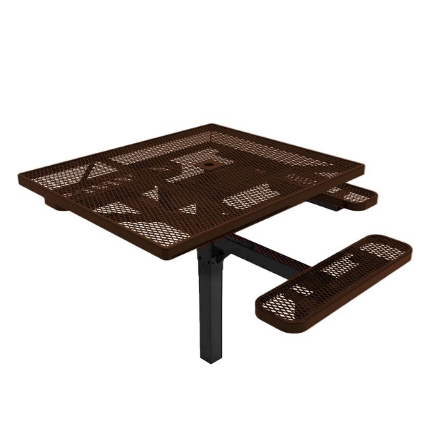 RHINO 46" x 54" Square ADA Complaint Thermoplastic Polyolefin Coated Pedestal Red Picnic Table 