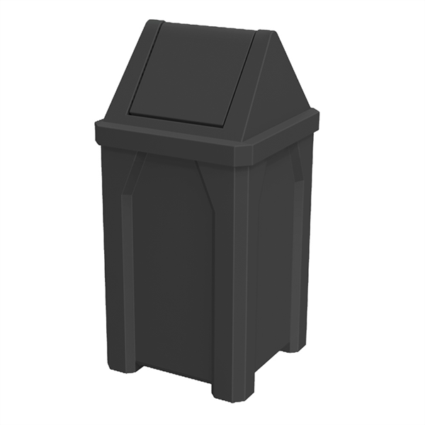32 Gallon Plastic Receptacle with Swing Door Lid and Liner