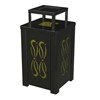 32 Gallon Square Custom Cut Steel Panel Trash Receptacle with Ash-Top & Liner - 61 lbs.