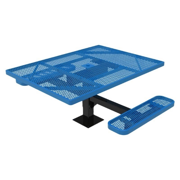 Elite Series 46" x 63" Square ADA Compliant 2 Seat Thermoplastic Polyethylene Coated Pedestal Picnic Table
