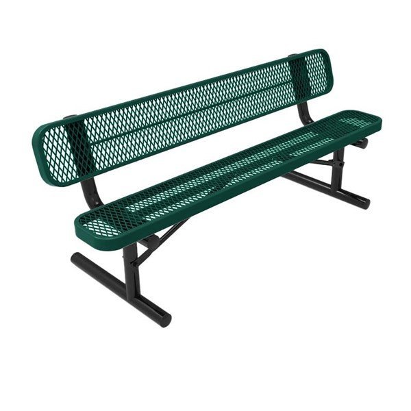 Elite Series 4 Ft. Thermoplastic Polyethylene Coated Bench With Back - 78 Lbs