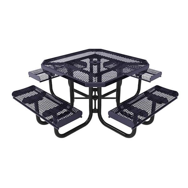 Elite Series 46" Rolled Octagon Thermoplastic Polyethylene Coated Picnic Table - Quick Ship