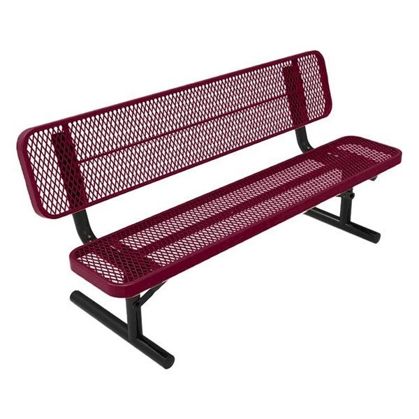 Elite Series 6 Ft. Thermoplastic Polyethylene Coated Players Bench With Back - 115 Lbs