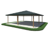 Square Hip End Metal Top Park Shelter Structure - Large Render Top