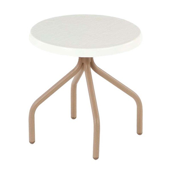 Round Fiberglass Side Table with Commercial Aluminum Frame - 18"