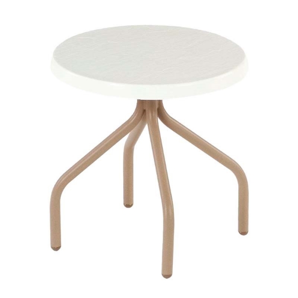 Round Fiberglass Side Table with Commercial Aluminum Frame - 18"