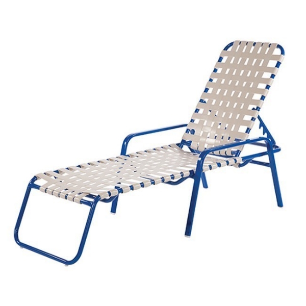 Crossweave Vinyl Strap Chaise Lounge